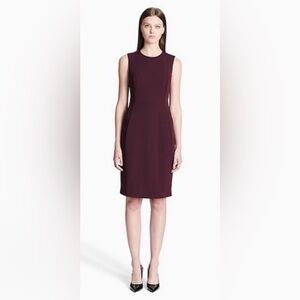 Calvin Klein Sleeveless Scuba Crepe Sheath Dress, Deep Burgundy, Size 12